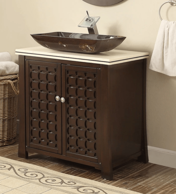 Chans Furniture HF339A Giovanni 30 Inch Espresso Vessel Sink Bathroom Vanity