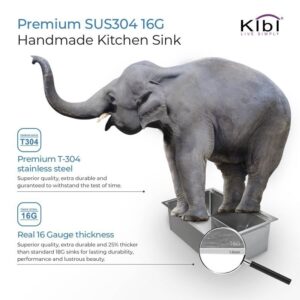 KIBI USA K1-S28 28 Inch Handcrafted Undermount Single Bowl Stainless Steel Kitchen Sink