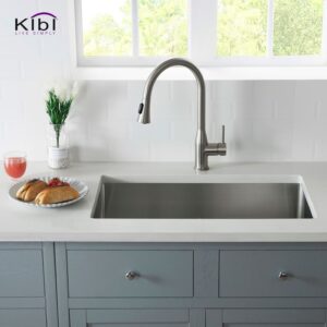 KIBI USA K1-S30 30 Inch Handcrafted Undermount Single Bowl Stainless Steel Kitchen Sink