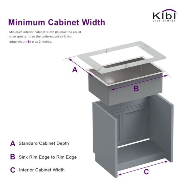 KIBI USA K1-S30 30 Inch Handcrafted Undermount Single Bowl Stainless Steel Kitchen Sink