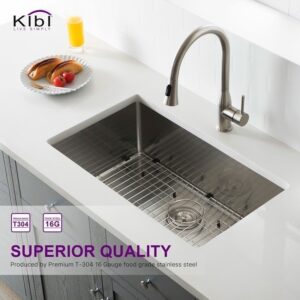 KIBI USA K1-S30 30 Inch Handcrafted Undermount Single Bowl Stainless Steel Kitchen Sink