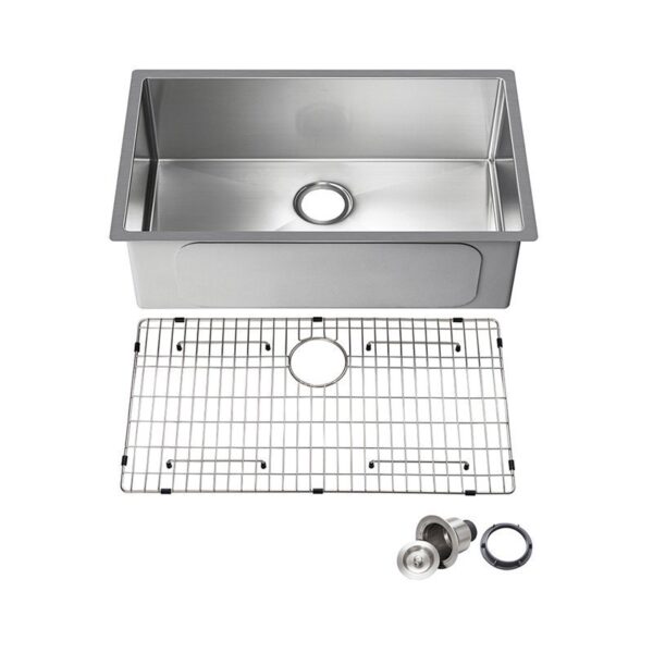 KIBI USA K1-S30 30 Inch Handcrafted Undermount Single Bowl Stainless Steel Kitchen Sink