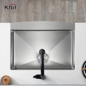 KIBI USA K1-SF30 30 Inch Handcrafted Farmhouse Apron Single Bowl Real 16 Gauge Stainless Steel Kitchen Sink with Strainer and Grid