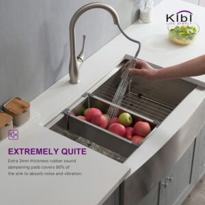 KIBI USA K1-SF33T 33 Inch Handcrafted Farmhouse Apron Single Bowl Stainless Steel Kitchen Sink Set