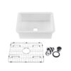 KIBI USA K2-S27 Landis 26 3/4 Inch Fireclay Farmhouse Undermount Kitchen Sink with Bottom Grid and Strainer - White