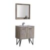 Kubebath KB30NW Bosco 30 Inch Modern Bathroom Vanity with Quartz Countertop and Matching Mirror