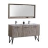 Kubebath KB60DNW Bosco 60 Inch Double Sink Modern Bathroom Vanity with Quartz Countertop and Matching Mirror