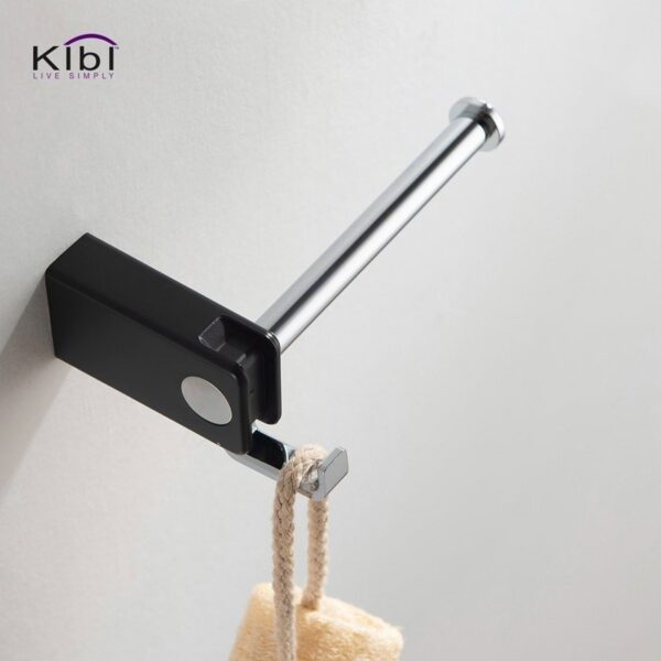 KIBI USA KBA1002 Artis 6 3/8 Inch Wall Mounted Tissue Holder with Hook