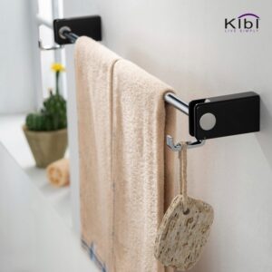 KIBI USA KBA1003 Artis 23 5/8 Inch Wall Mounted Towel Bar with Hook