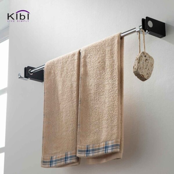 KIBI USA KBA1003 Artis 23 5/8 Inch Wall Mounted Towel Bar with Hook