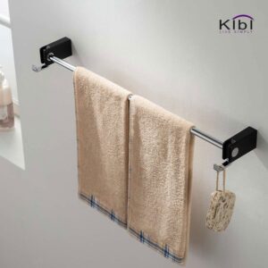 KIBI USA KBA1003 Artis 23 5/8 Inch Wall Mounted Towel Bar with Hook