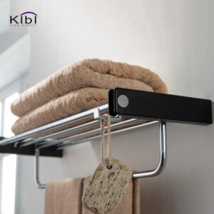 KIBI USA KBA1004 Artis 23 5/8 Inch Wall Mounted Towel Rack with Hook