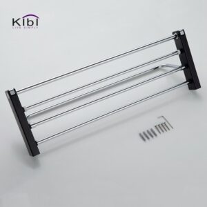 KIBI USA KBA1004 Artis 23 5/8 Inch Wall Mounted Towel Rack with Hook