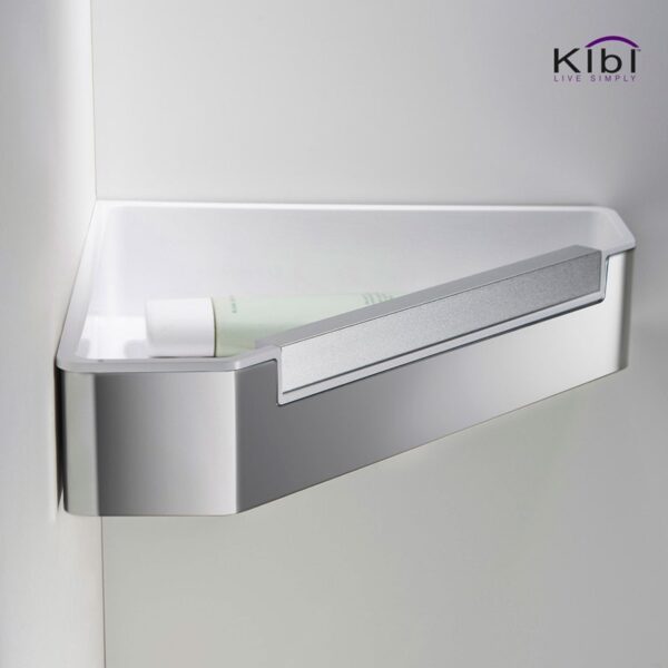 KIBI USA KBA1206CH Deco 8 5/8 Inch Wall Mounted Shower Basket - Chrome