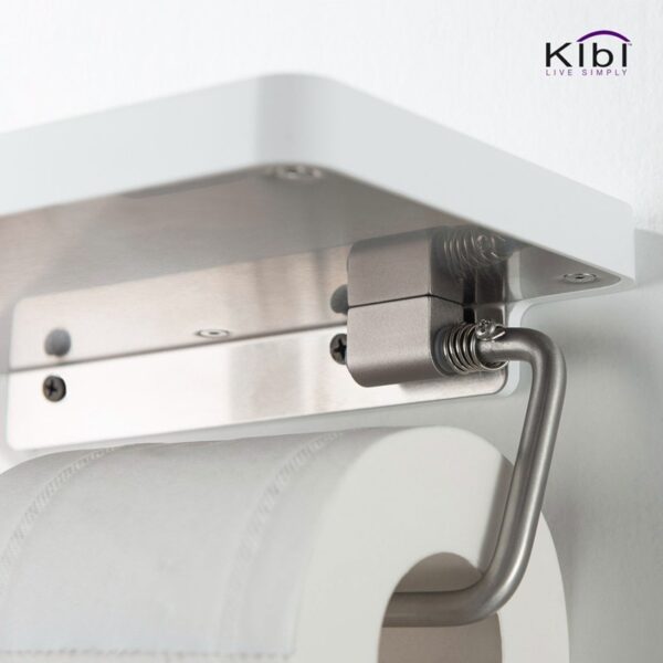 KIBI USA KBA1207BN Deco 9 5/8 Inch Wall Mounted Tissue Holder with Shelf - Brushed Nickel