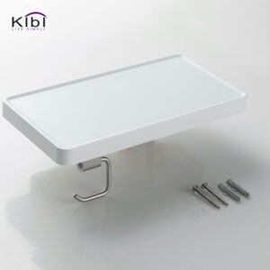 KIBI USA KBA1207BN Deco 9 5/8 Inch Wall Mounted Tissue Holder with Shelf - Brushed Nickel