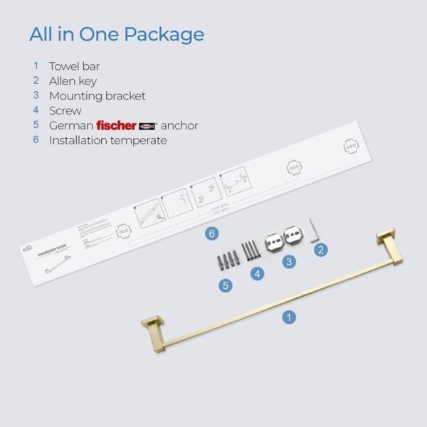 KIBI USA KBA1504 Cube 25 3/8 Inch Bathroom Towel Bar