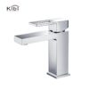 KIBI USA KBF1002 Cubic 6 3/4 Inch Single Hole Deck Mounted Solid Brass Single-Handle Bathroom Vanity Sink Faucet with Water Hose