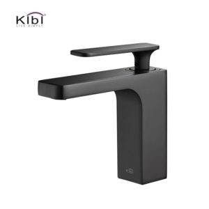 KIBI USA KBF1006 Infinity 6 1/4 Inch Single Hole Deck Mounted Lead Free Solid Brass Single Handle Bathroom Vanity Sink Faucet with Water Hose