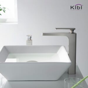 KIBI USA KBF1007 Infinity 10 1/2 Inch Single Hole Deck Mounted Lead Free Solid Brass Single Handle Bathroom Vanity Sink Faucet