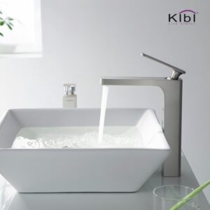 KIBI USA KBF1007 Infinity 10 1/2 Inch Single Hole Deck Mounted Lead Free Solid Brass Single Handle Bathroom Vanity Sink Faucet