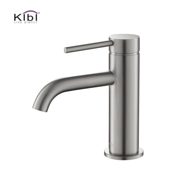 KIBI USA KBF1008 Circular 6 5/8 Inch Single Hole Deck Mounted Lead Free Solid Brass Single Handle Bathroom Faucet with Water Hose