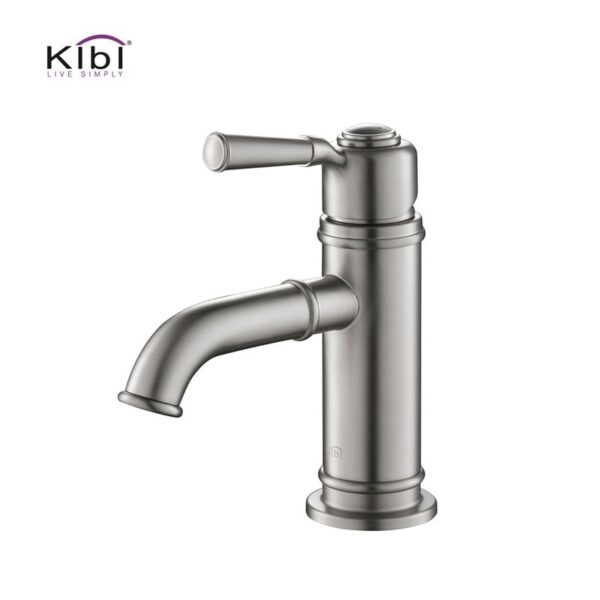 KIBI USA KBF1012 Victorian 7 1/4 Inch Single Hole Deck Mounted Solid Brass Single Handle Bathroom Vanity Sink Faucet with Water Hose