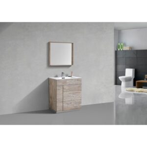 KubeBath KFM30-NW Milano 30 Inch Modern Bathroom Vanity in Nature Wood