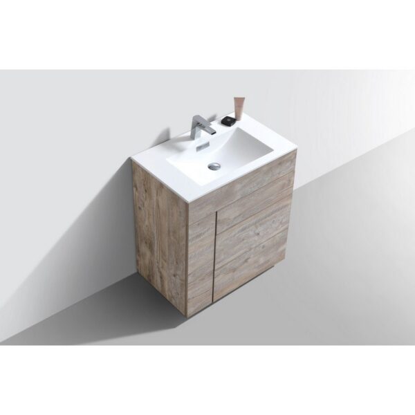 KubeBath KFM30-NW Milano 30 Inch Modern Bathroom Vanity in Nature Wood