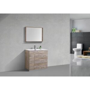 Kubebath KFM36-NW Milano 36 Inch Nature Wood Modern Bathroom Vanity