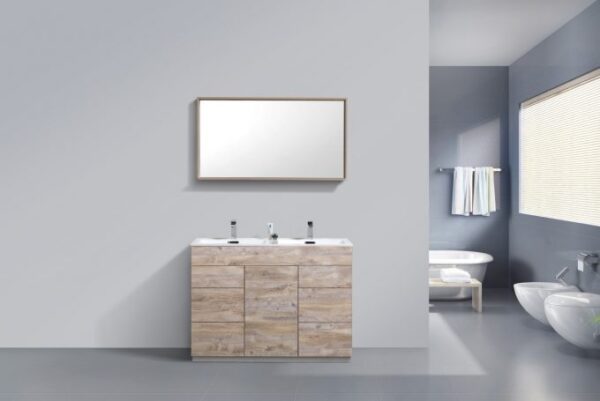 Kubebath KFM48D-NW Milano 48 Inch Double Sink  Nature Wood Modern Bathroom Vanity