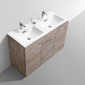 Kubebath KFM48D-NW Milano 48 Inch Double Sink  Nature Wood Modern Bathroom Vanity