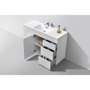 Kubebath KFM48S-GW Milano 48 Inch Single Sink High Glossy White  Modern Bathroom Vanity