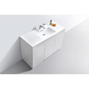 Kubebath KFM48S-GW Milano 48 Inch Single Sink High Glossy White  Modern Bathroom Vanity