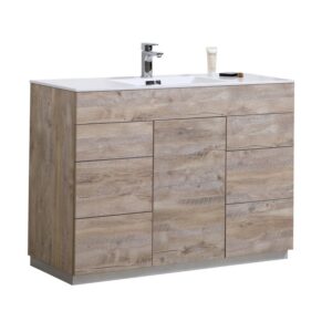 Kubebath KFM48S-NW Milano 48 Inch Single Sink Nature Wood Modern Bathroom Vanity