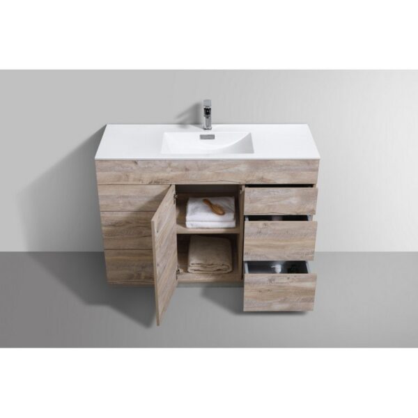 Kubebath KFM48S-NW Milano 48 Inch Single Sink Nature Wood Modern Bathroom Vanity