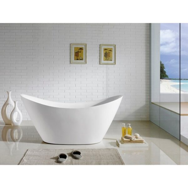 Kubebath KB KFST2768 Kube Luna 67 3/4 X 28 3/8 Inch Rectangular Acrylic Freestanding Bathtub