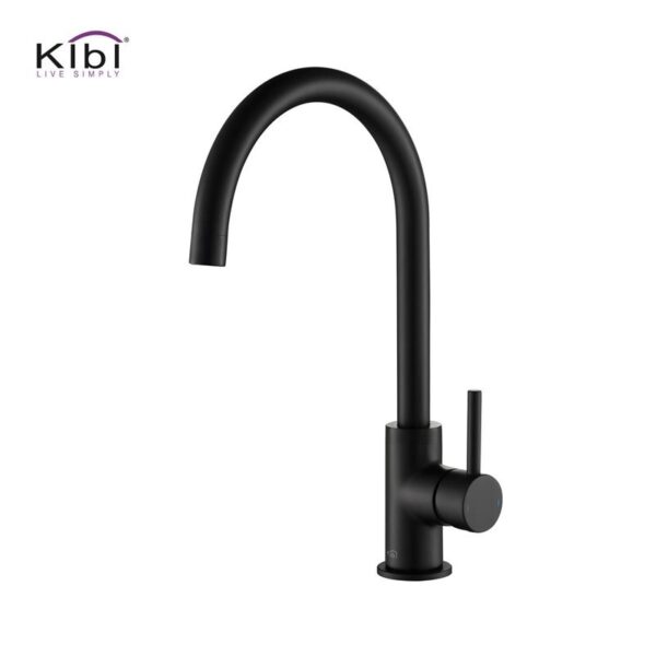 KIBI USA KKF2001 Lowa 14 3/4 Inch Single Hole Deck Mount High Arc Single Level Bar Prep Kitchen Faucet with Single Handle