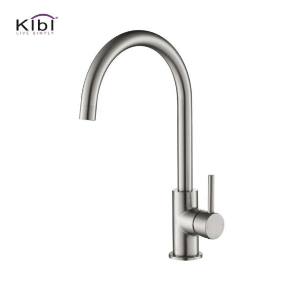 KIBI USA KKF2001 Lowa 14 3/4 Inch Single Hole Deck Mount High Arc Single Level Bar Prep Kitchen Faucet with Single Handle