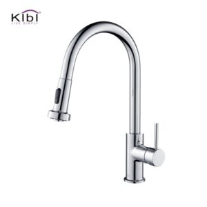 KIBI USA KKF2002 Casa 16 1/2 Inch Single Hole Deck Mount Single Level Pull-Down Kitchen Faucet with Sprayer