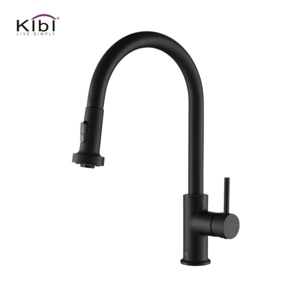 KIBI USA KKF2002 Casa 16 1/2 Inch Single Hole Deck Mount Single Level Pull-Down Kitchen Faucet with Sprayer