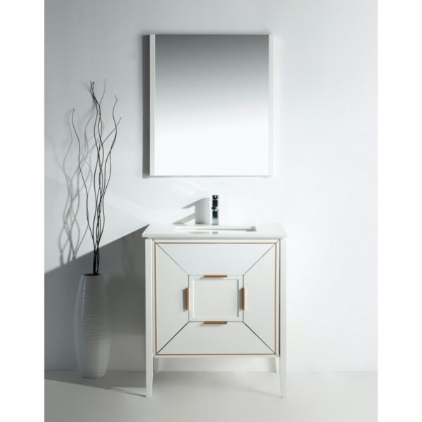 Kubebath KV8830 Vetro 29 1/4 Inch Freestanding Single Sink Bath Vanity with Quartz Counter Top