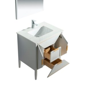 Kubebath KV8830 Vetro 29 1/4 Inch Freestanding Single Sink Bath Vanity with Quartz Counter Top