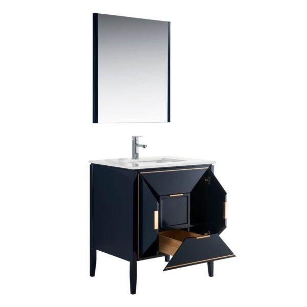 Kubebath KV8830 Vetro 29 1/4 Inch Freestanding Single Sink Bath Vanity with Quartz Counter Top