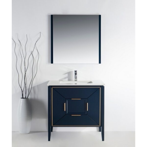 Kubebath KV8836 Vetro 35 1/4 Inch Freestanding Single Sink Bath Vanity with Quartz Counter Top