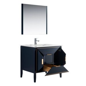 Kubebath KV8836 Vetro 35 1/4 Inch Freestanding Single Sink Bath Vanity with Quartz Counter Top