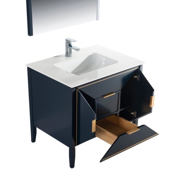 Kubebath KV8836 Vetro 35 1/4 Inch Freestanding Single Sink Bath Vanity with Quartz Counter Top