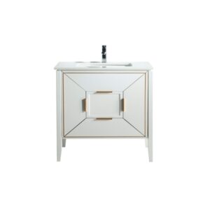 Kubebath KV8836 Vetro 35 1/4 Inch Freestanding Single Sink Bath Vanity with Quartz Counter Top