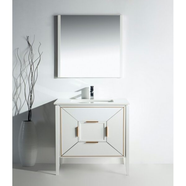 Kubebath KV8836 Vetro 35 1/4 Inch Freestanding Single Sink Bath Vanity with Quartz Counter Top