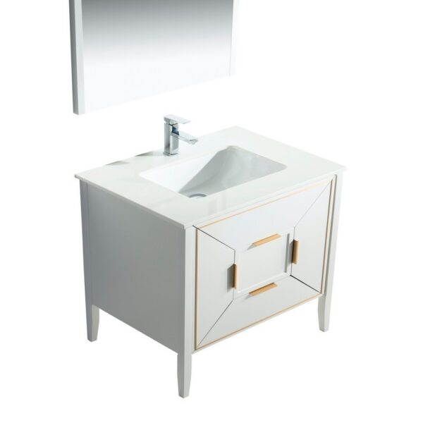 Kubebath KV8836 Vetro 35 1/4 Inch Freestanding Single Sink Bath Vanity with Quartz Counter Top